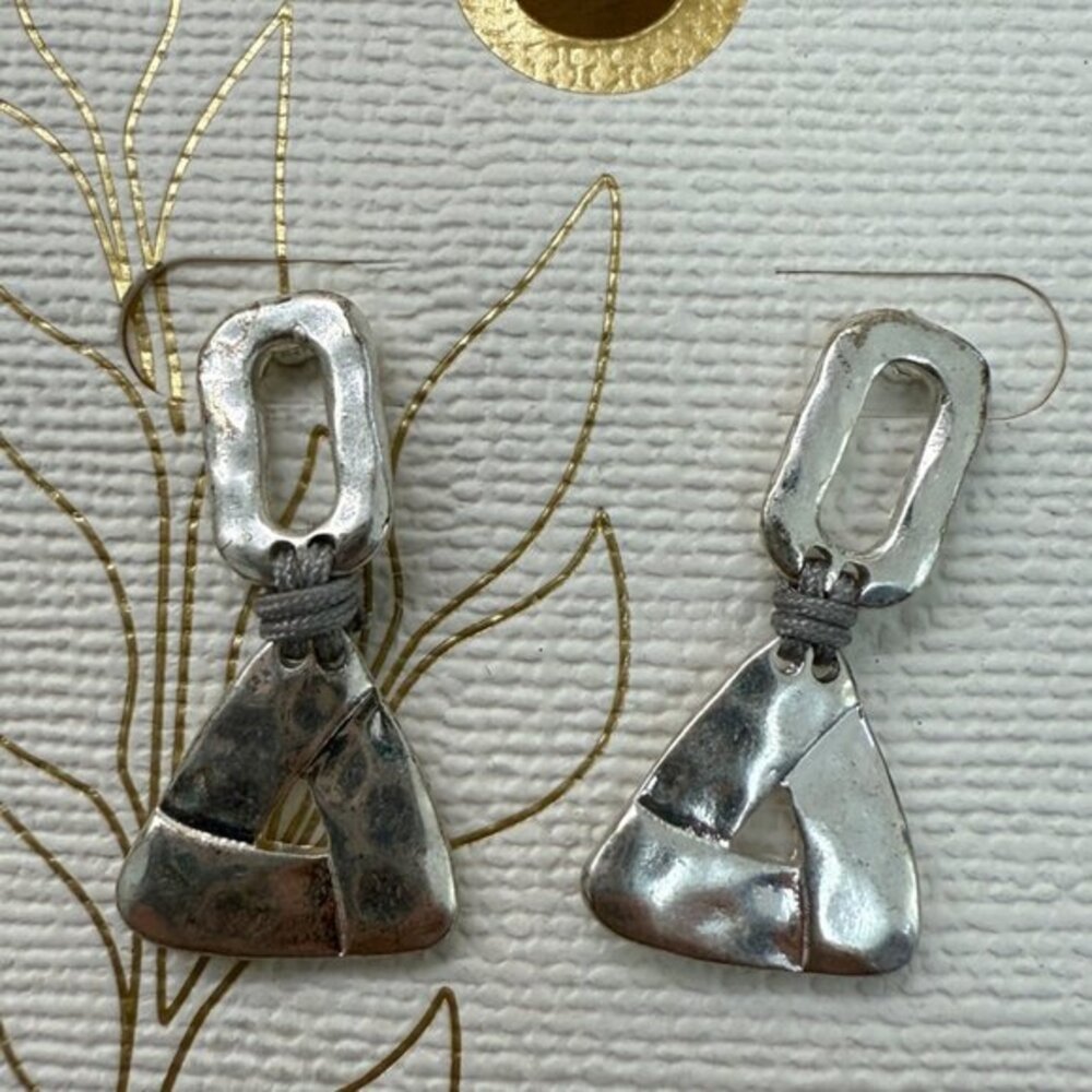 Earrings, Silver Tone, Recycled, Casual, Classic, Streetwear, Minimal, Hammered